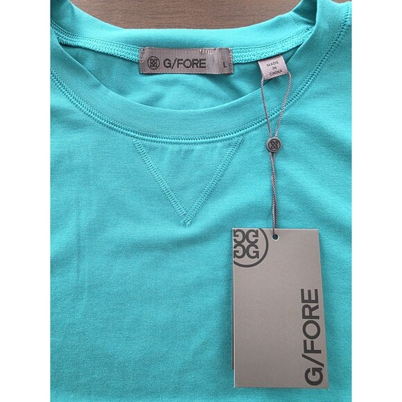 NWT G/FORE Luxe Crewneck Mid Layer Golf Pullover Shirt Mens L Green Long Slv - Picture 2 of 6